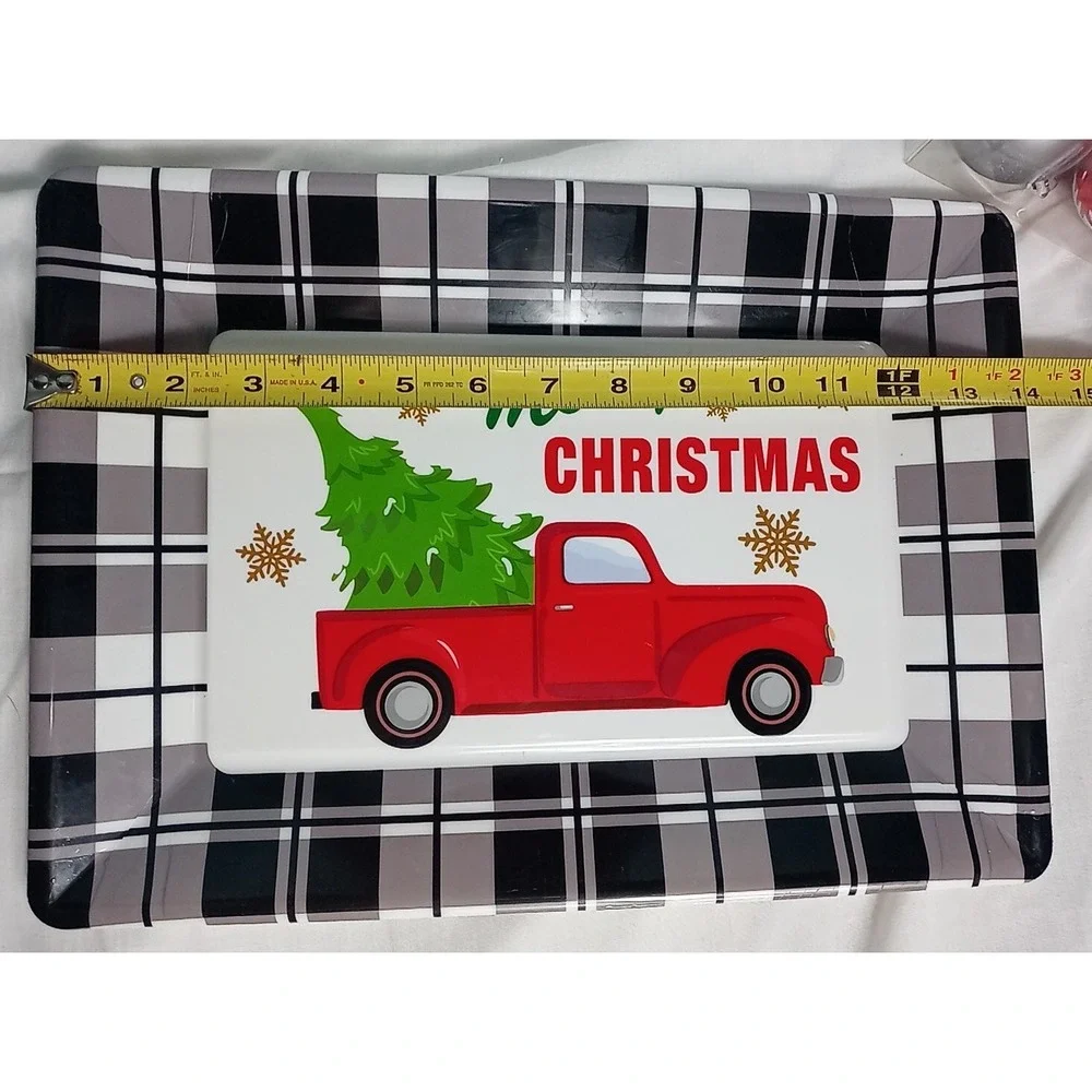 Christmas Ornament Lot With‎ Tree Skirt Country Red Truck Serving Tray